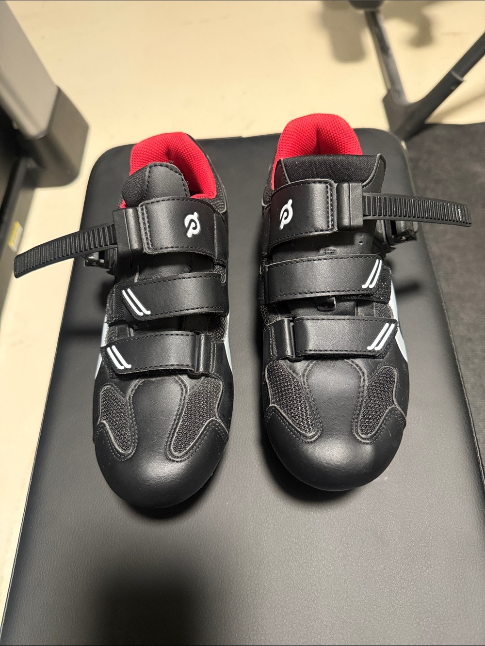 Peloton Black Cycling Shoes with Red Lining